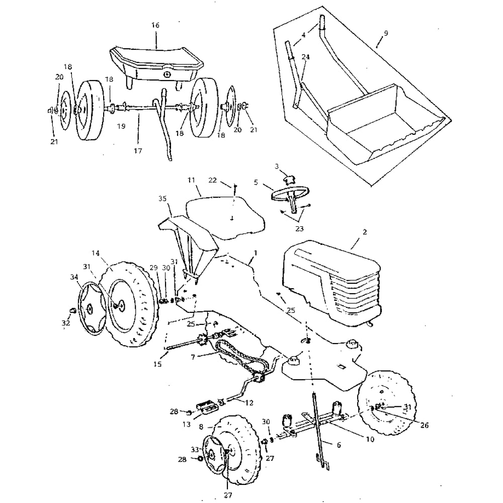 Pedal Tractor Diagram and Parts List for 3678  Power Wheels Ride-On Cars
